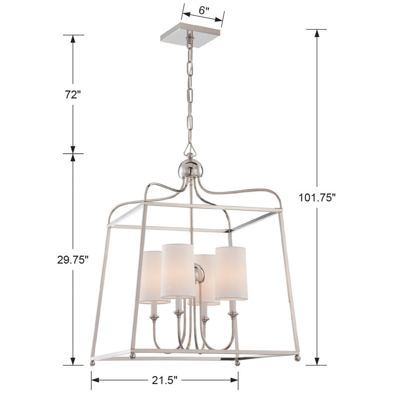Elegant Sylvan Polished Nickel & Crystal 4-Light Chandelier