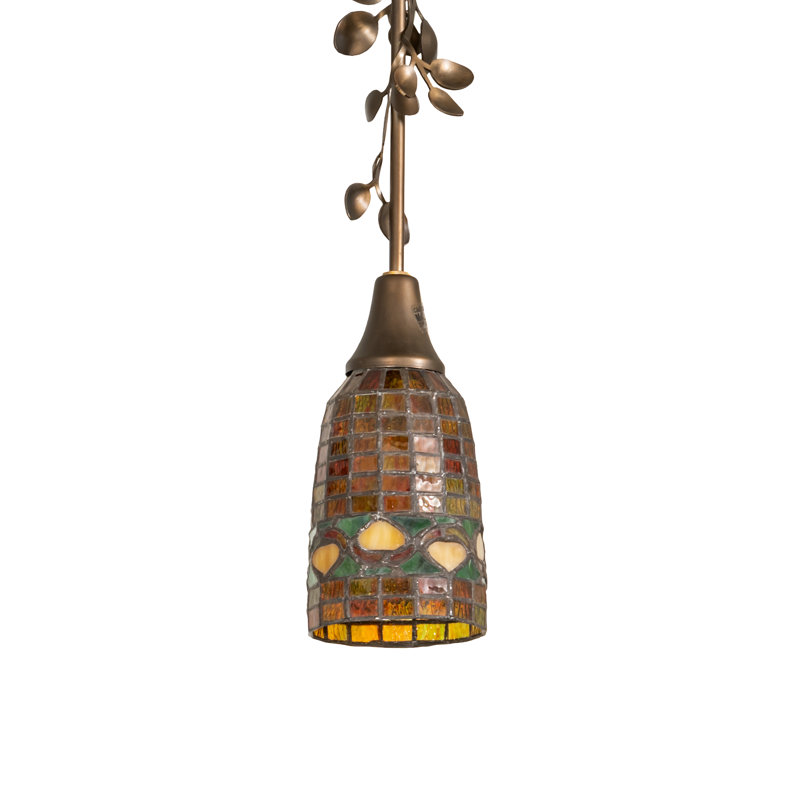 Antique Copper and Amber Glass Mini Pendant Light