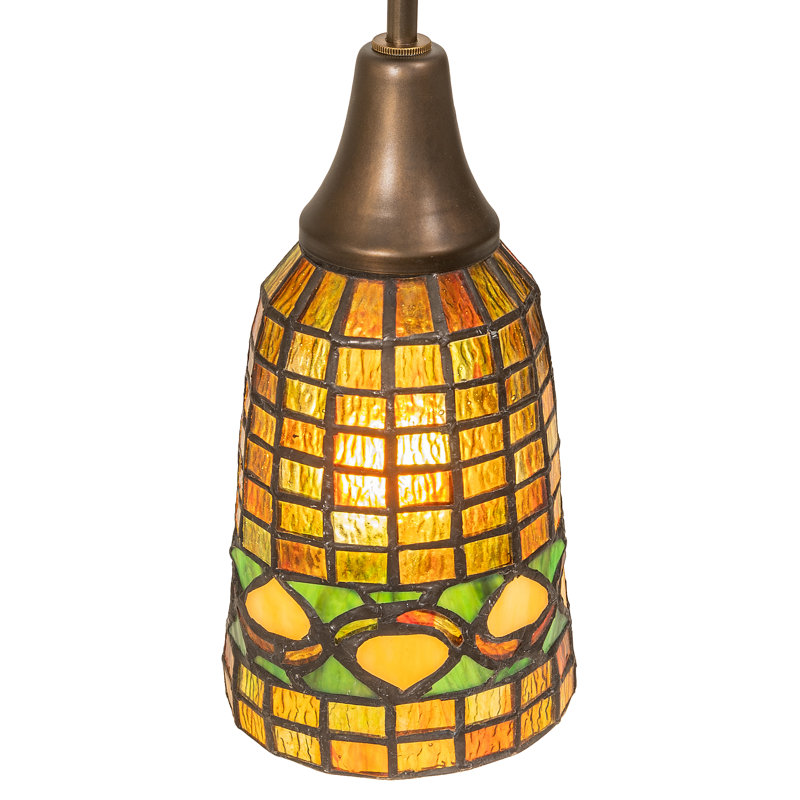Antique Copper and Amber Glass Mini Pendant Light