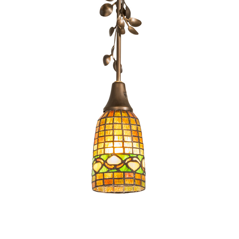 Antique Copper and Amber Glass Mini Pendant Light