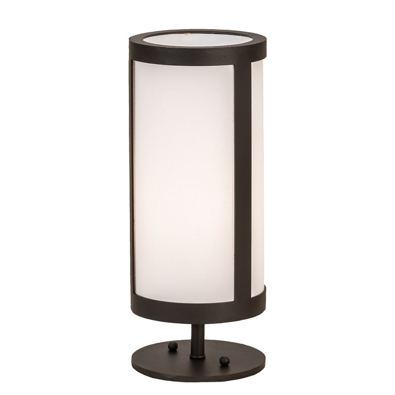 White Fabric Wrought Iron Table Lamp with Cylindrical Design