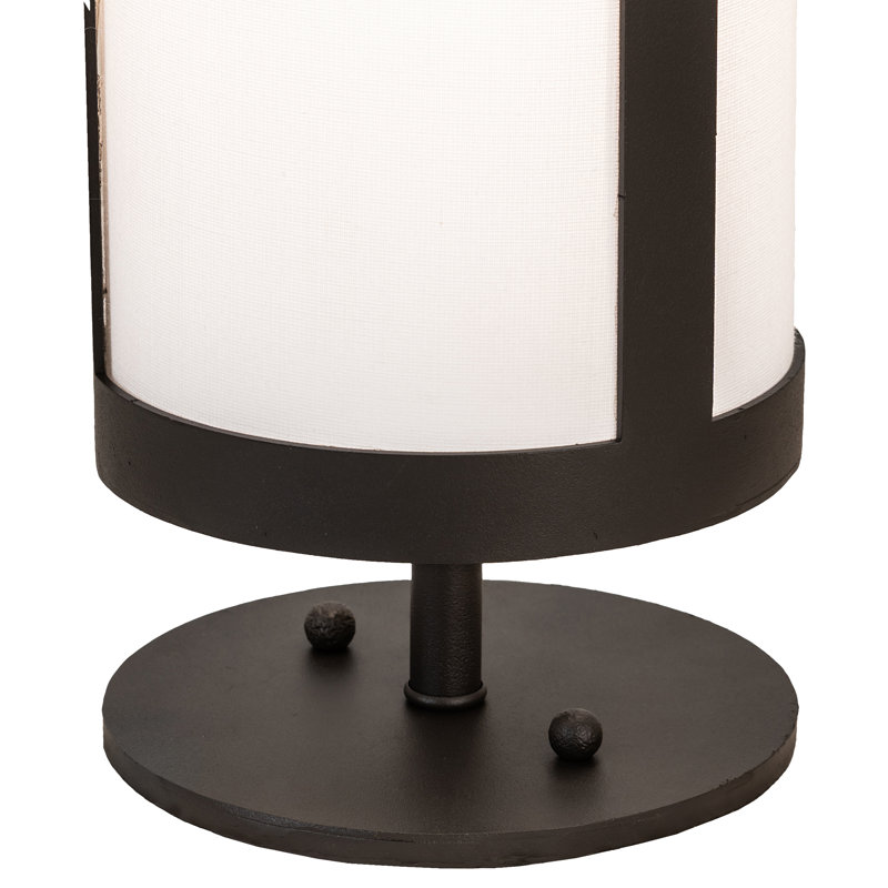 White Fabric Wrought Iron Table Lamp with Cylindrical Design