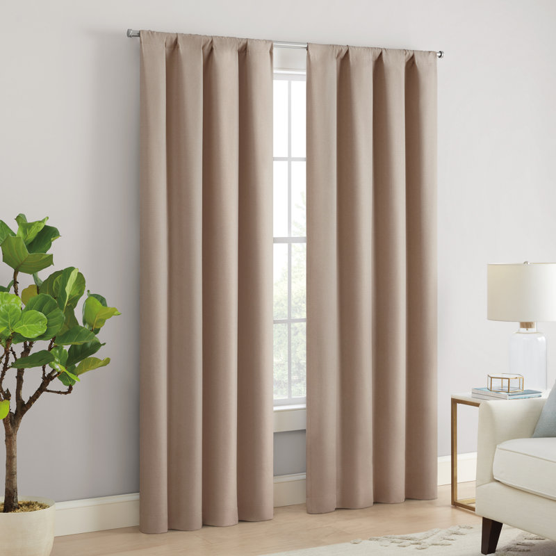 Natural Linen 84" Blackout Rod Pocket Curtain Panel