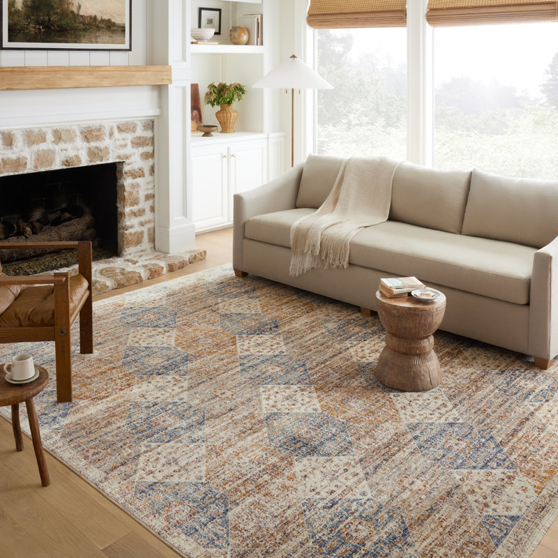 Sorrento Ivory and Multicolor Polyester Area Rug
