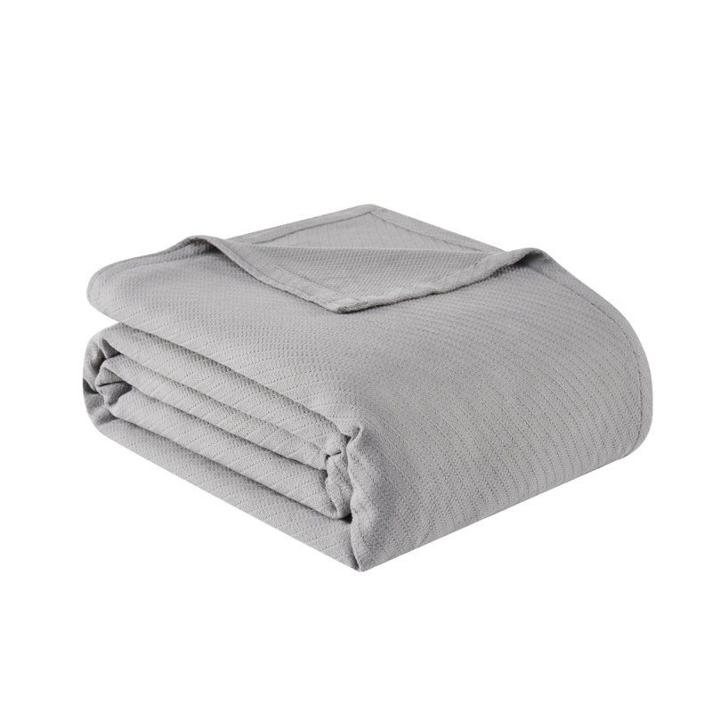 Snuggly Grey Waffle Knit Full/Queen Cotton Blanket