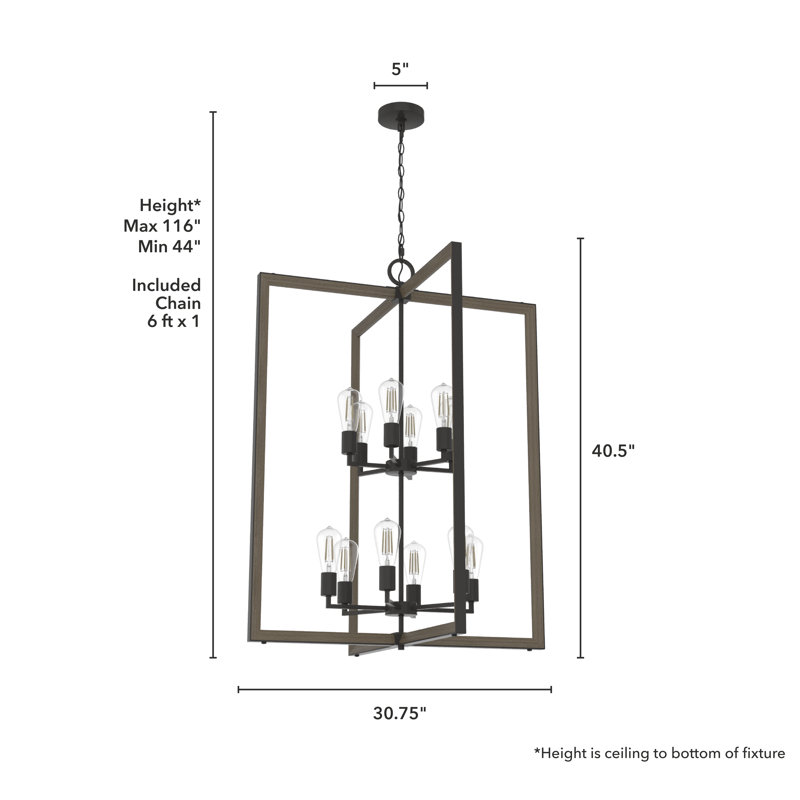 Woodburn Noble Bronze 12-Light Modern Lantern Pendant