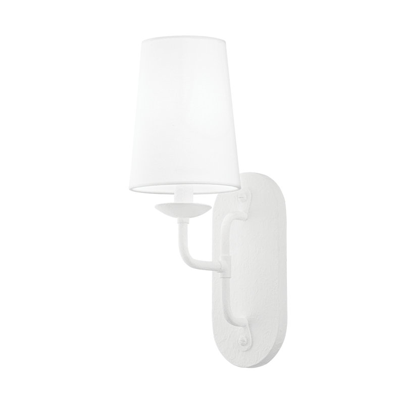 White Iron Dimmable Sconce with Linen Shade