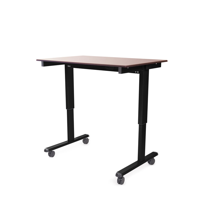 Dark Walnut Adjustable Height Standing Desk with Metal Base