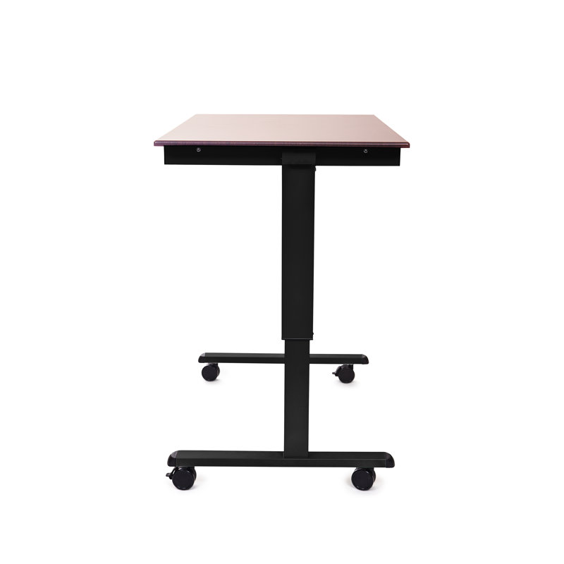 Dark Walnut Adjustable Height Standing Desk with Metal Base