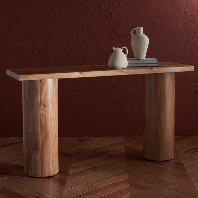Sanchez Elmwood Console Table with Bold Curves and Storage