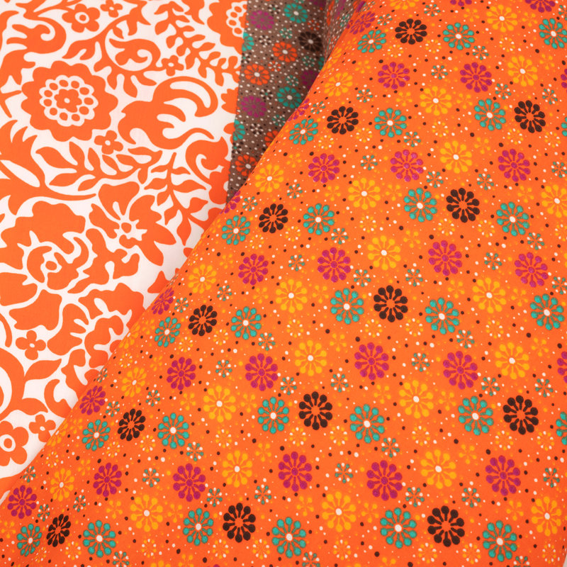 Tangerine Bohemian Cotton Reversible Full/Queen Duvet Cover Set