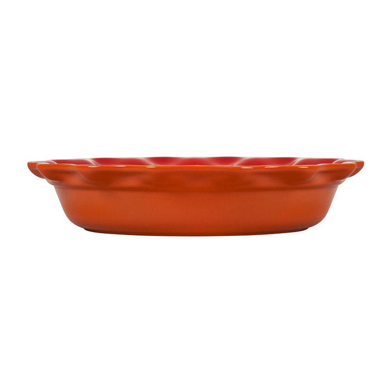 Flame Red Stoneware 9" Scalloped Pie Dish