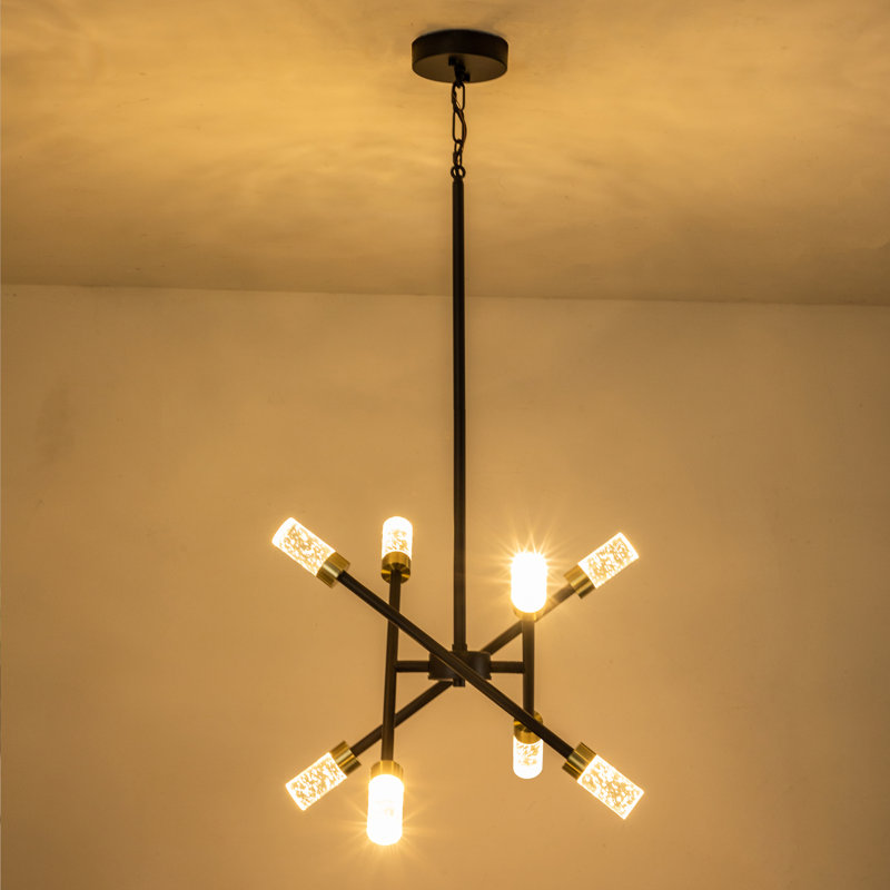 Black and Brass Crystal Sputnik LED Pendant Light