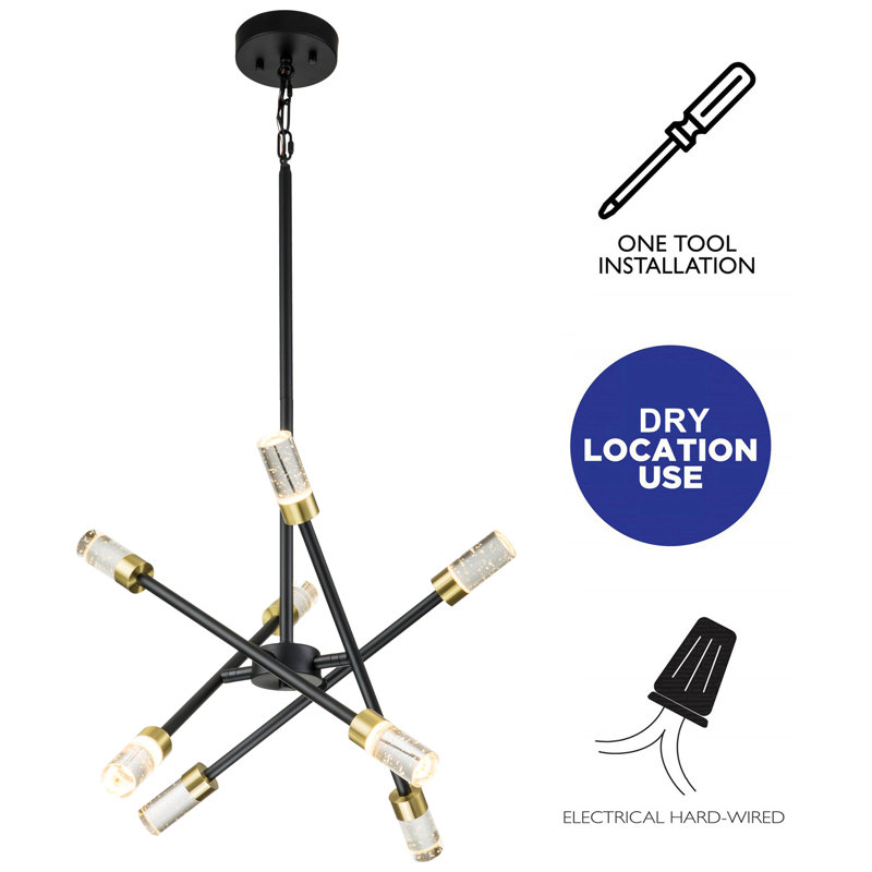 Black and Brass Crystal Sputnik LED Pendant Light