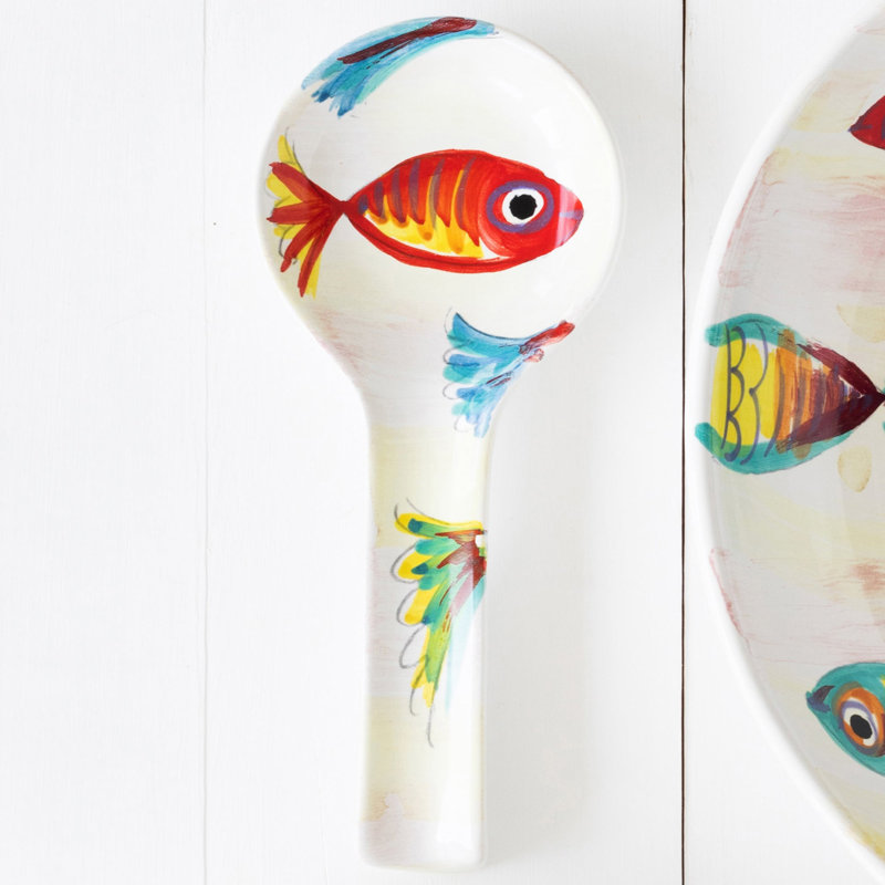 Handpainted Colorful Ceramic Fish Spoon Rest
