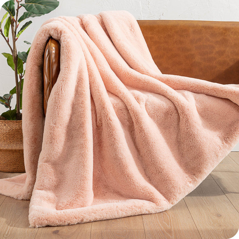 Blush Faux Fur Fleece Throw Blanket for Toddlers and Babies