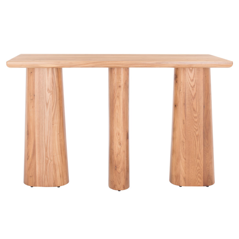 Ryllae 50'' Elm Wood and Metal Console Table with Glass Storage