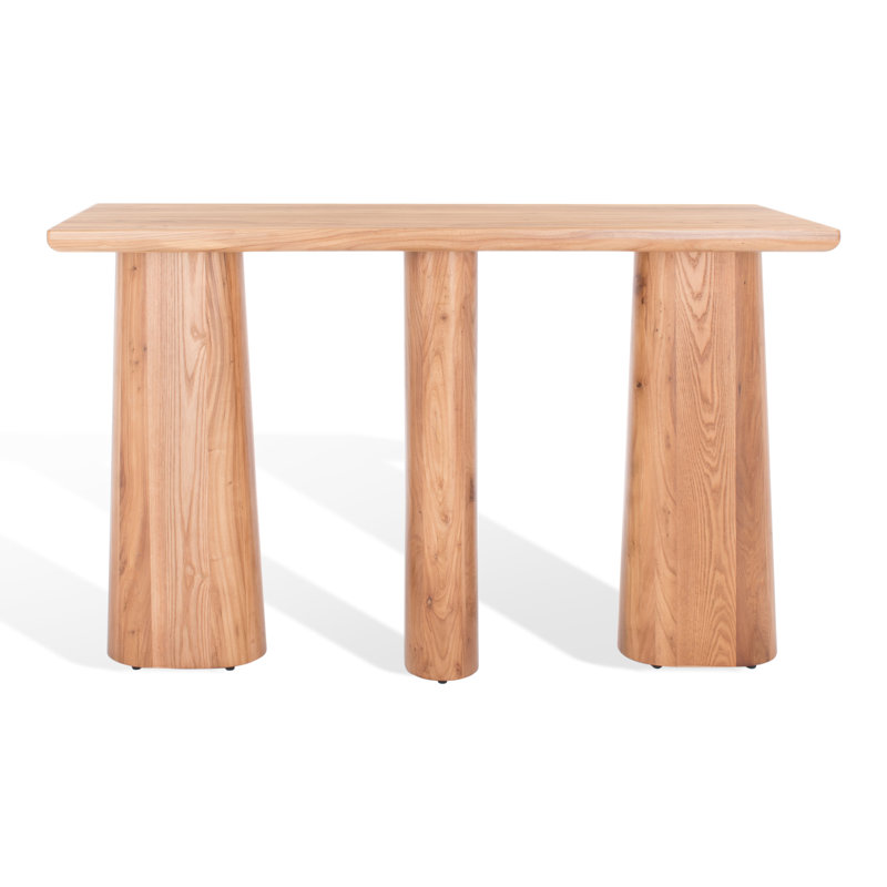 Ryllae 50'' Elm Wood and Metal Console Table with Glass Storage