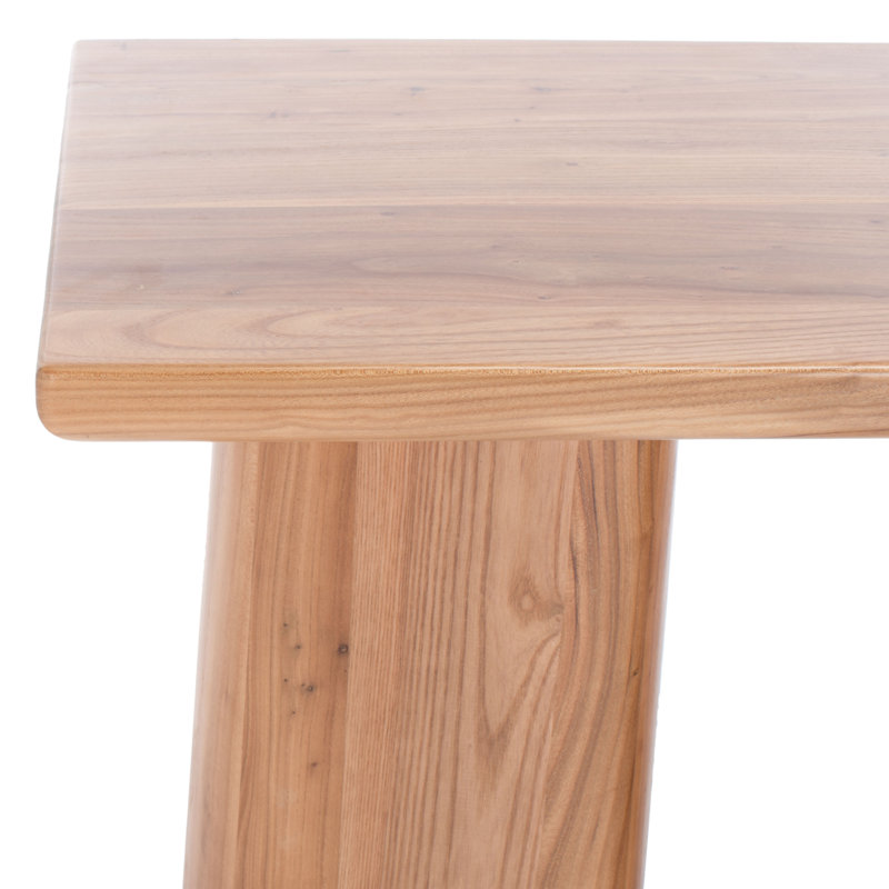 Ryllae 50'' Elm Wood and Metal Console Table with Glass Storage