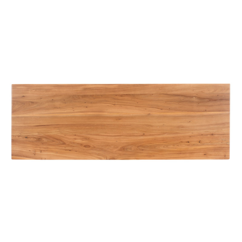 Ryllae 50'' Elm Wood and Metal Console Table with Glass Storage