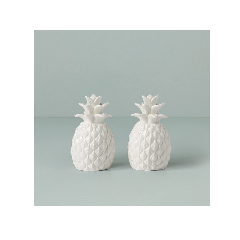 White Porcelain Pineapple Salt and Pepper Shaker Set