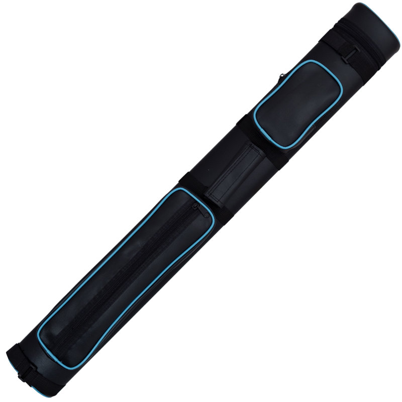 32" Black Vinyl Pool Cue Case with Blue Piping