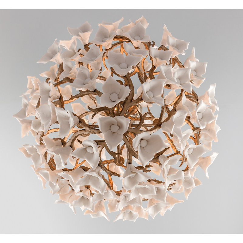 Rustic Silver Lily 6-Light Hand-Crafted Iron Chandelier