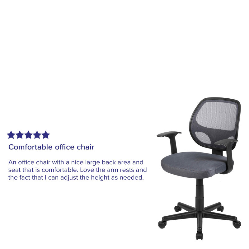 ErgoFlex Mid-Back Gray Mesh Swivel Task Chair with Plastic Base
