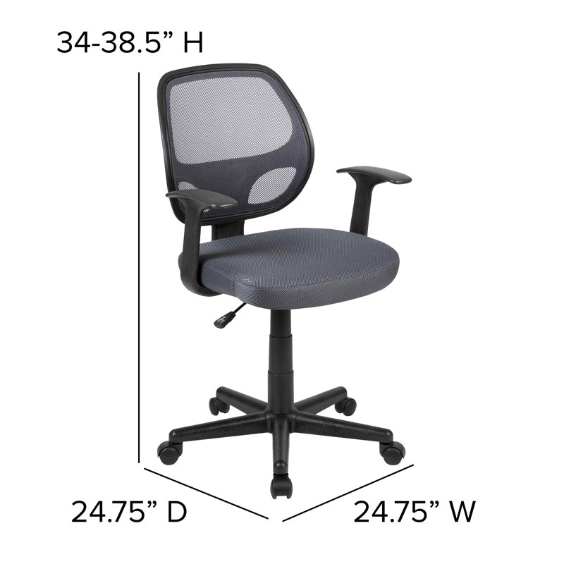 ErgoFlex Mid-Back Gray Mesh Swivel Task Chair with Plastic Base