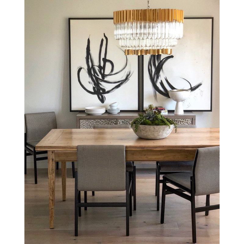 Gold Leaf and Crystal 10-Light Tiered Chandelier