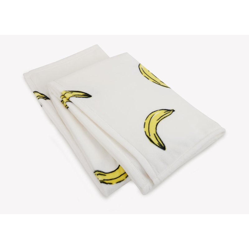 Yellow and White Banana Toss Plush Throw Blanket 50" x 60"