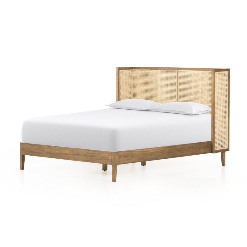 Contemporary Queen Bed with Wingback Headboard