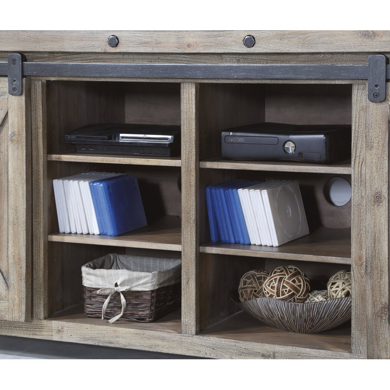 72'' Light Brown Reclaimed Wood Media Console with Cabinet