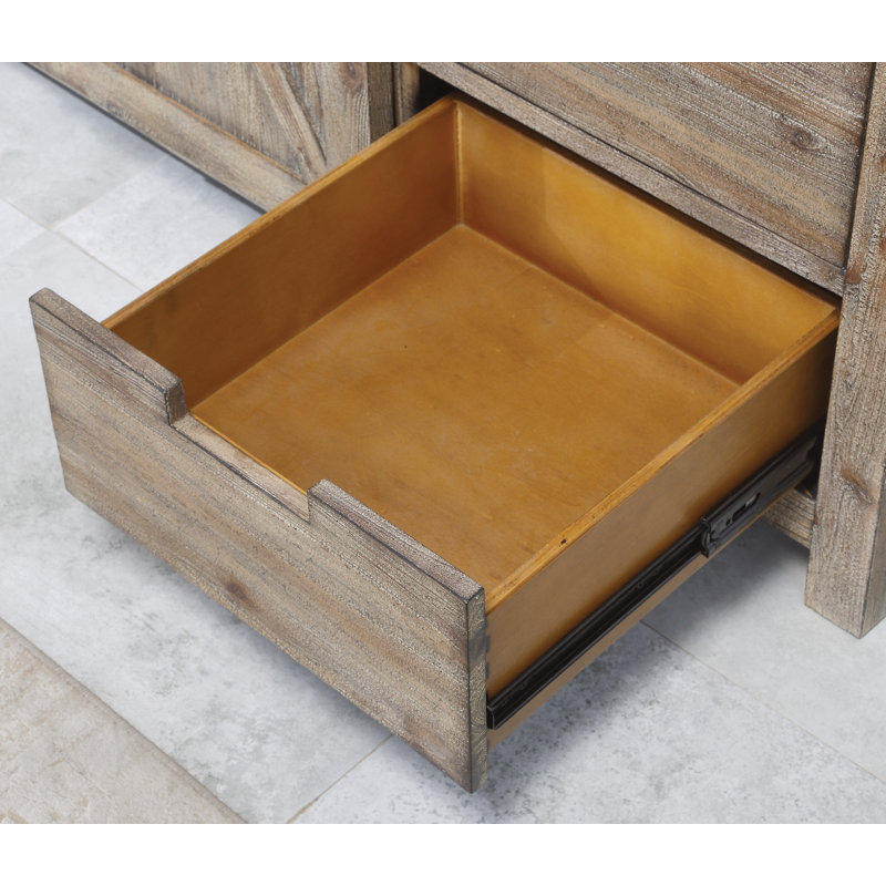 72'' Light Brown Reclaimed Wood Media Console with Cabinet