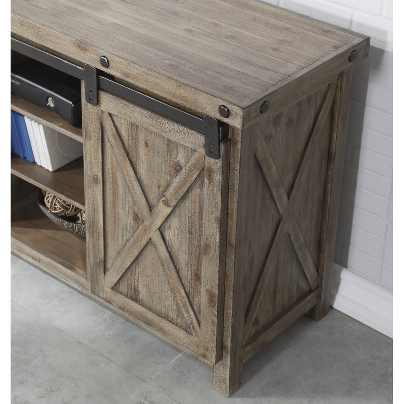 72'' Light Brown Reclaimed Wood Media Console with Cabinet