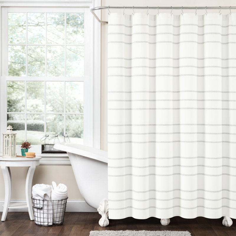 Modern Galaxy Waffle Woven Cotton Blend Shower Curtain 72" x 72" White and Gray