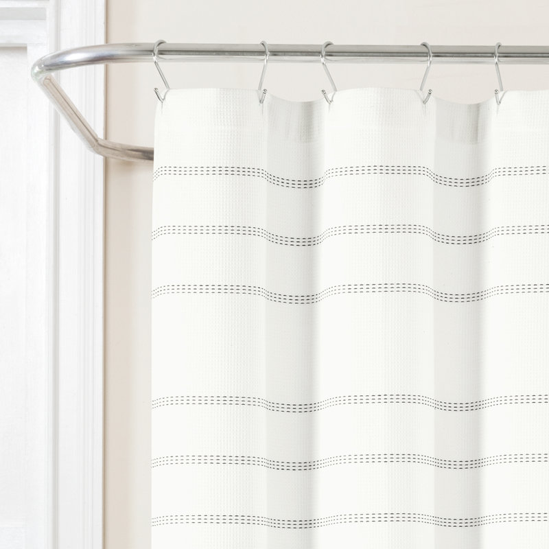 Modern Galaxy Waffle Woven Cotton Blend Shower Curtain 72" x 72" White and Gray