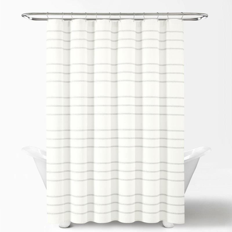 Modern Galaxy Waffle Woven Cotton Blend Shower Curtain 72" x 72" White and Gray