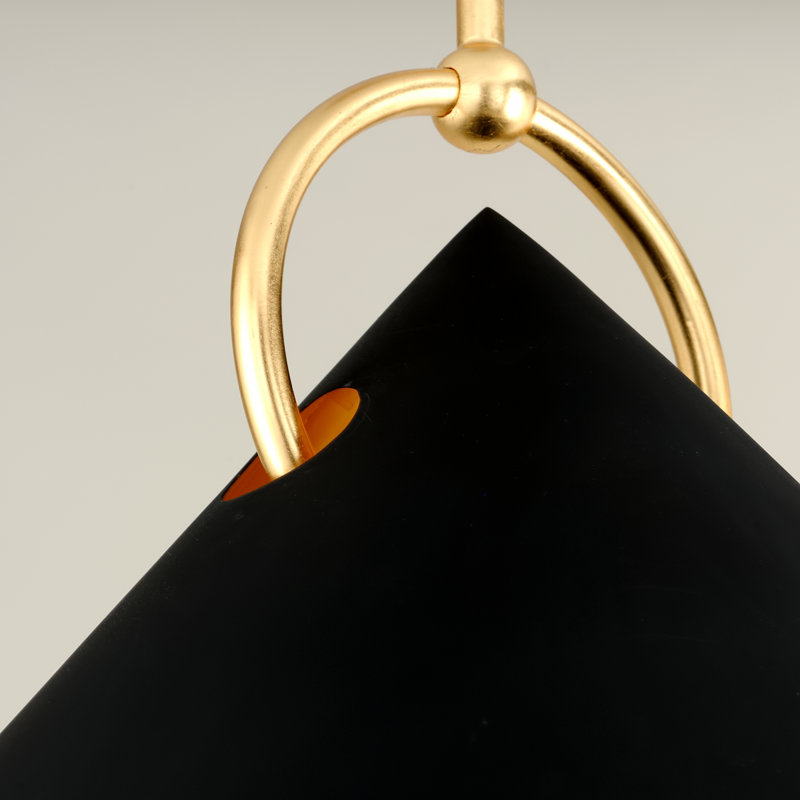 Charm Black and Gold Leaf Glass Pendant Light