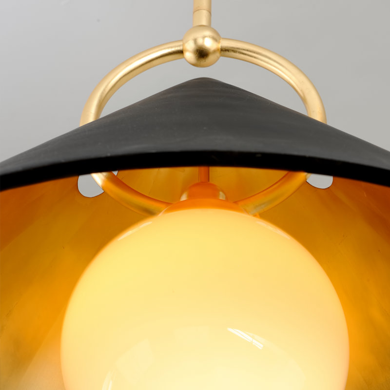 Charm Black and Gold Leaf Glass Pendant Light