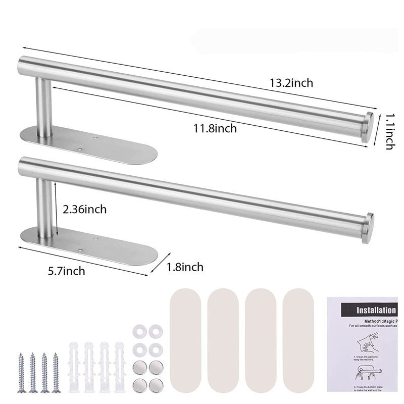Brushed Nickel Stainless Steel Wall Mounted Paper Towel Holder Set