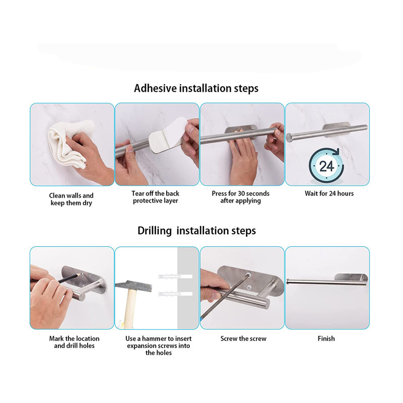 Brushed Nickel Stainless Steel Wall Mounted Paper Towel Holder Set