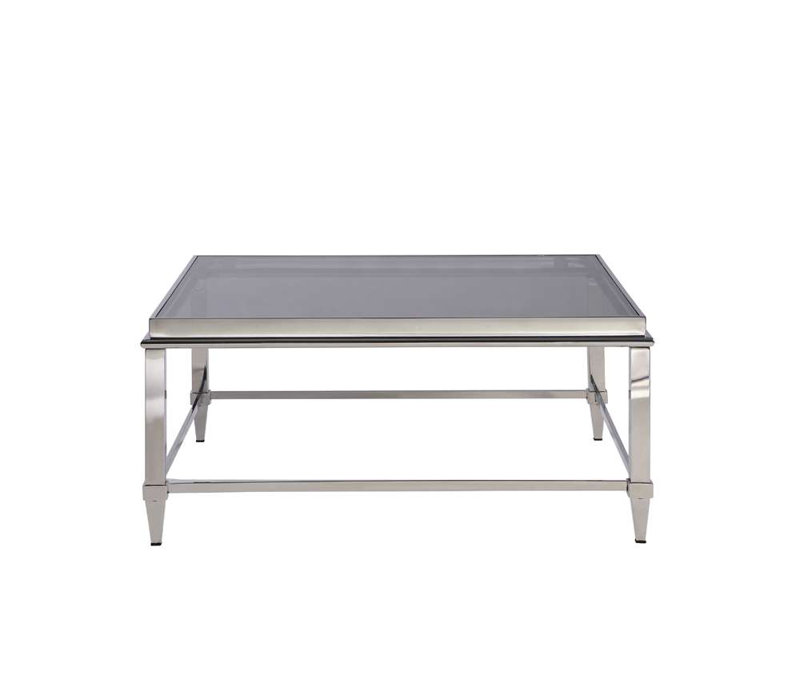 Square Glass Top Coffee Table with Polished Metal Frame