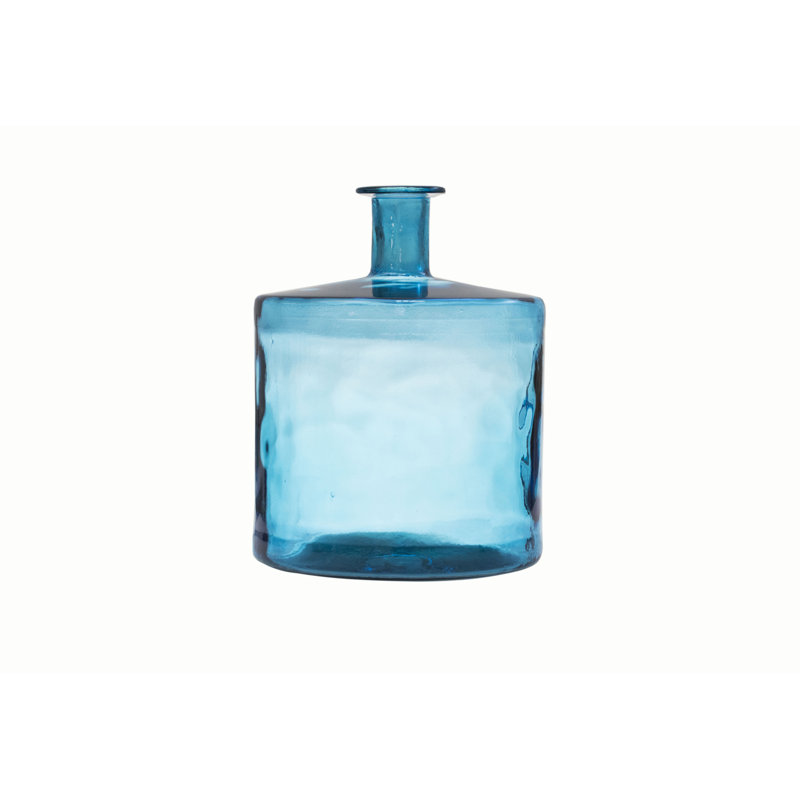 Aquamarine Round Handcrafted Glass Vase, 17"