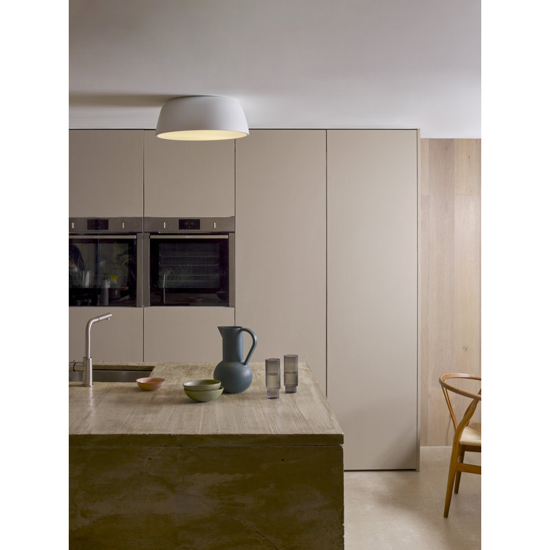 Contemporary Matte White LED Drum Ceiling Light with Crystal Embellishment