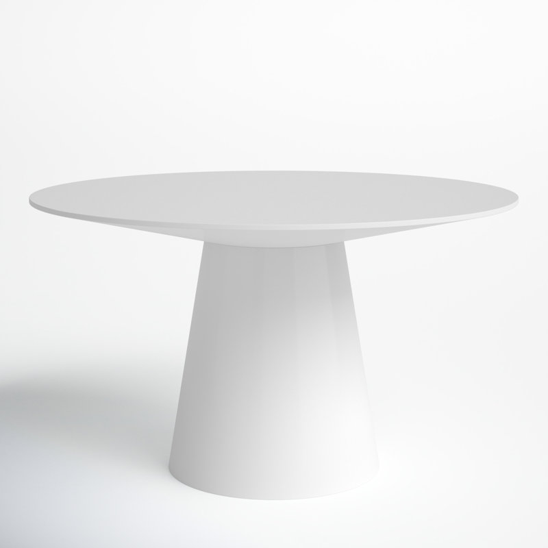 Matte White Round Pedestal Dining Table with MDF Finish