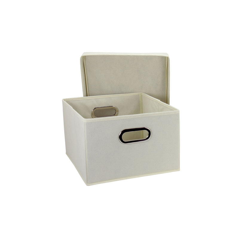 Natural Fabric Collapsible Lidded Storage Cube 2-Pack