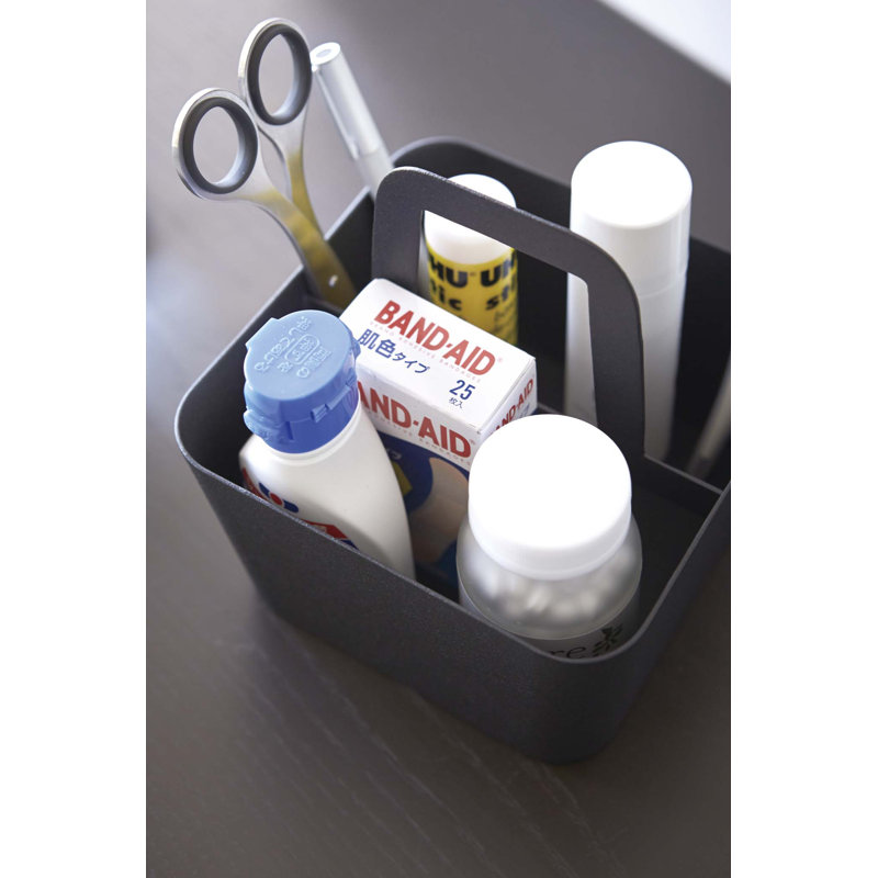 Yamazaki Tower Large Black Steel Storage Caddy with Handle