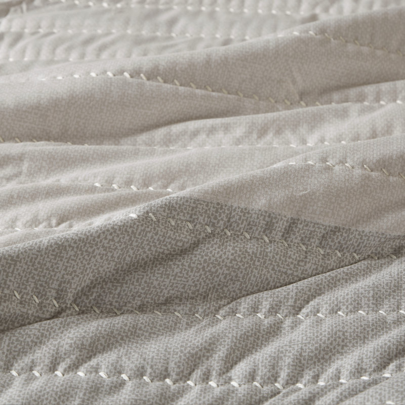 Blue and Taupe Reversible Microfiber Full Quilt Set