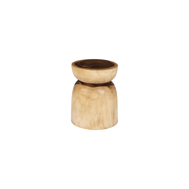 Asymmetrical Hourglass Natural Brown Wood Waist Stool